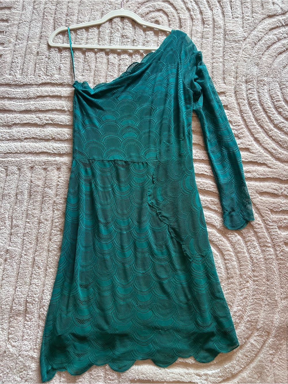 Gianni Bini Teal One-Shoulder Lace Dress